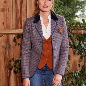 Joe Brown's campfire jacket with velvet trim